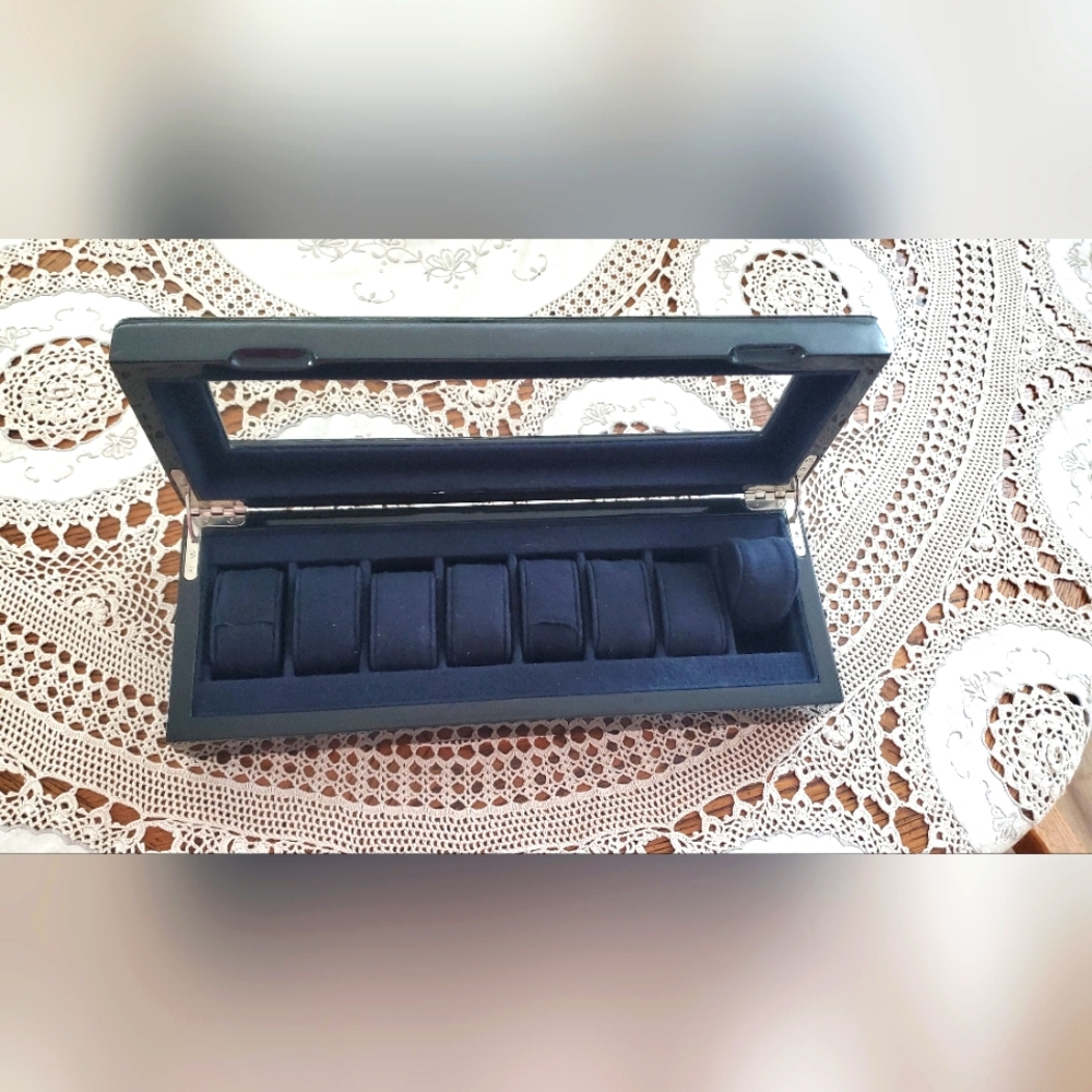 ECCLISSI  WATCH STORAGE BOX Ebony Black, 8 Watches w/Display Pads Unisex - Picture 5 of 7